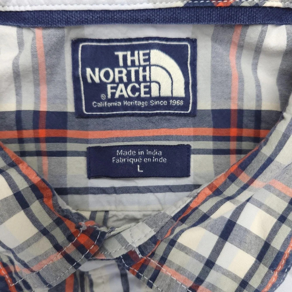 The North Face Shirt Mens‎ Large Blue Plaid Long Sleeve Button Up Casual